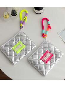 1 Piece Embroidery Heart Shape Coin Purse Sliver Quilted Coin Purse Portabble Short Wallet Silver Heart &Bow Decor Cute Coin Purse Simple & Fashionable Women Wallet Suitable For Matching And Gift Money Case Embossed Coin Purse Lightweight Fashion Money For Anniversary For Birthday Gift For Gift White-Collar Workers - Silver - View 4