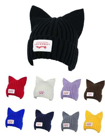 女士时尚百搭可爱耳针织帽