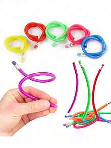 20 Stücke flexible farbige gestreifte biegbare Bleistifte mit Radiergummis, Geschenke und Partydekorationen (Nur für Erwachsene), zufällige Farben