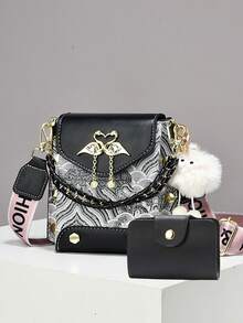 Mini Mobile Phone Bags Set - Fashion Print Shoulder And Crossbody Bags - Pink - View 9