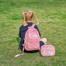 Handgefertigte Lunchbox-Tasche, Kinderlunchbox-Tasche & Rucksack 2er-Set für den Schulanfang, Mehrzweck, große Kapazität, vielseitig, multifunktional, farbig, süß, niedlich, schlicht, witzig, Kawaii, Y2K, minimalistisch, für Pendeln, Business Lässig, Basics, personalisiert, einzigartig, individualisiert, ideale Geschenke für ihn, ideale Geschenke für sie, Familie, Freunde, Freundin, für Jahrestage, Geburtstage, Urlaub/Reisen, für draußen/Ausflüge/Reisen/Wandern/Stadion/Sport/Klettern, für Geschäft/Pendeln/Arbeit/Büro, personalisierte Lunchboxen