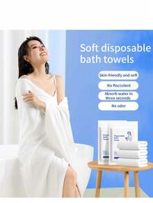 一次性浴巾，4条大号70x140cm压缩毛巾，含8条一次性毛巾，适合露营、运动、徒步旅行等活动海滩必备品返校