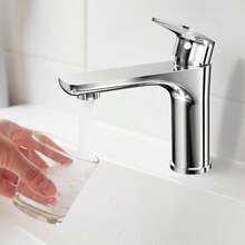 Bathroom Sink Single Handle Mixer Tap With Flexible Hose, Chrome Plated, Including Water Supply Hose Nut - Multicolor - View 2