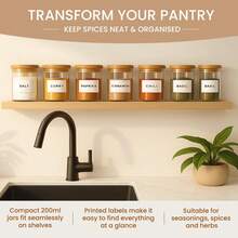 12 Pcs Glass Spice Jars With Bamboo Lids 8oz/250ml Square Storage Jars Airtight Spice Jars With Lids Glass Container For Spice Salt Sugar Seeds Nuts Etc (12, Circular) - 無色 - 查看 2