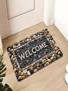1/2pcs Welcome Home Pebble Printed Pattern Floor Mat - Non Slip Floor Mat, Suitable For Indoor/Outdoor Use, Perfect For Entranc Mats, Kitchen Mats, Laundry Room Mats, Bathroom Mats, Living Room Mats, Etc., Washable Area Mats