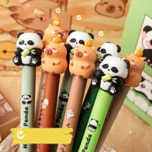 4 Stücke kreative Cartoon neutrale Stifte, süße Kapibarasan Panda Kugelschreiber, schnell trocknende Schüler Druckknopfstifte