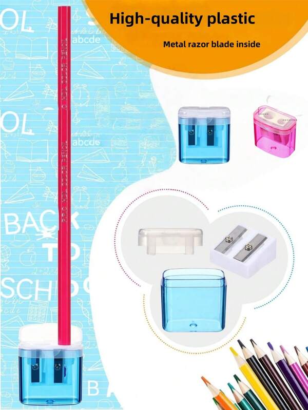 24pcs Mechanical Pencil Sharpeners, Dual Holes Manual Pencil Sharpeners With Covers, Portable Office & School Supplies, 4 Color Set, Colors Assorted, School Supplies,Back To School