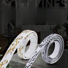 1pc 1m/39.37in 3D PVC Self-Adhesive Decorative Soft Line Baseboard Ceiling Decor Line Wall Decor 3D Wall Sticker Home Decor - Multicolor - View 3