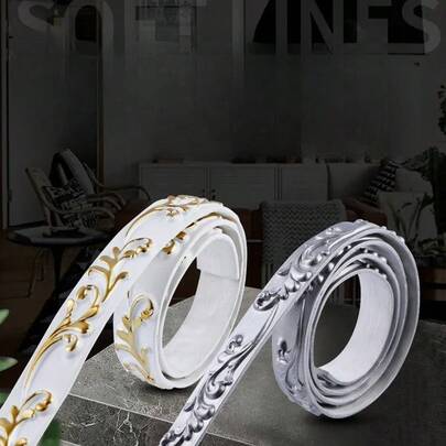 1 cái, 1m/39.37in, Dây trang trí 3D tự dính bằng PVC, đường viền mềm mại, trang trí trần nhà, tường, decal dán tường 3D trang trí nhà cửa.
