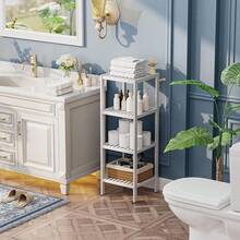 Mensola da bagno, organizer in bambù a 4 ripiani, mensola multifunzionale per soggiorno, camera da letto e cucina (naturale)