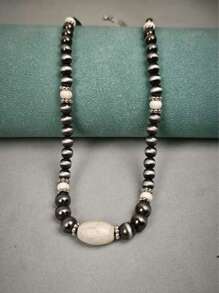 Collana vintage in turchese, gioielli con perle in stile western country con finitura argento per donna