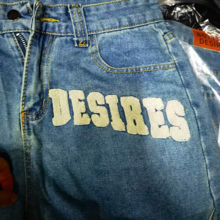 2025  Street Hip Hop Gothic Cross Embroidered Denim Shorts, Casual Versatile Denim Shorts