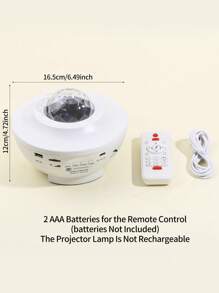 1pc Led Romantic Starry Sky Projection Lamp With Usb & Wireless Remote Control & Music Control & Water Effect & Laser Effect For Bedroom Ceiling Atmosphere And Sleep Aid