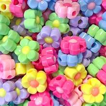 Yiwu Qiyou Accessories Co., LTD 12mm 200/100pcs Random Color Mixing Flower Acrylic Beads Matter Mix Color For Jewelry Making Dly Couple Bracelet NecklaceHandicrafts Small Business Supplies