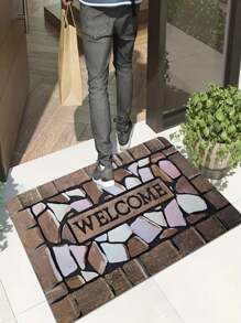 1/2pcs Welcome Home Pebble Printed Pattern Floor Mat - Non Slip Floor Mat, Suitable For Indoor/Outdoor Use, Perfect For Entranc Mats, Kitchen Mats, Laundry Room Mats, Bathroom Mats, Living Room Mats, Etc., Washable Area Mats
