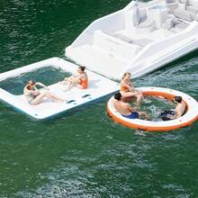 "Inflatable Water Hammock Floating Dock Mesh, 10FT/8FT Sunchill Float Ring Heavy Duty River Floats Lake Raft For Tanning Pool Lounger Float Island Platform Pad Mat Party  Large 10x10FT Inflatable Floating Dock - Inflatable Water Hammock W (4x7FT) Water Floating Island Raft For Lake Boat Pool Ocean - Includes Ladder & Carry Bag" - White - View 4