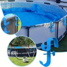 Einstellbare Poolzubehör-Haken für oberirdische Pools - Kunststoff, für Laubskimmer, Poolbürste, Teleskopstangenhalter, Poolausrüstungsaufhänger, Mehrzweck-Montageorganisator, einstellbarer Halter, Poolrutenhalter, sichere und zuverlässige Schwimmbadzubehör, Strandutensilien, Strandaccessoires, Poolschwimmhilfen