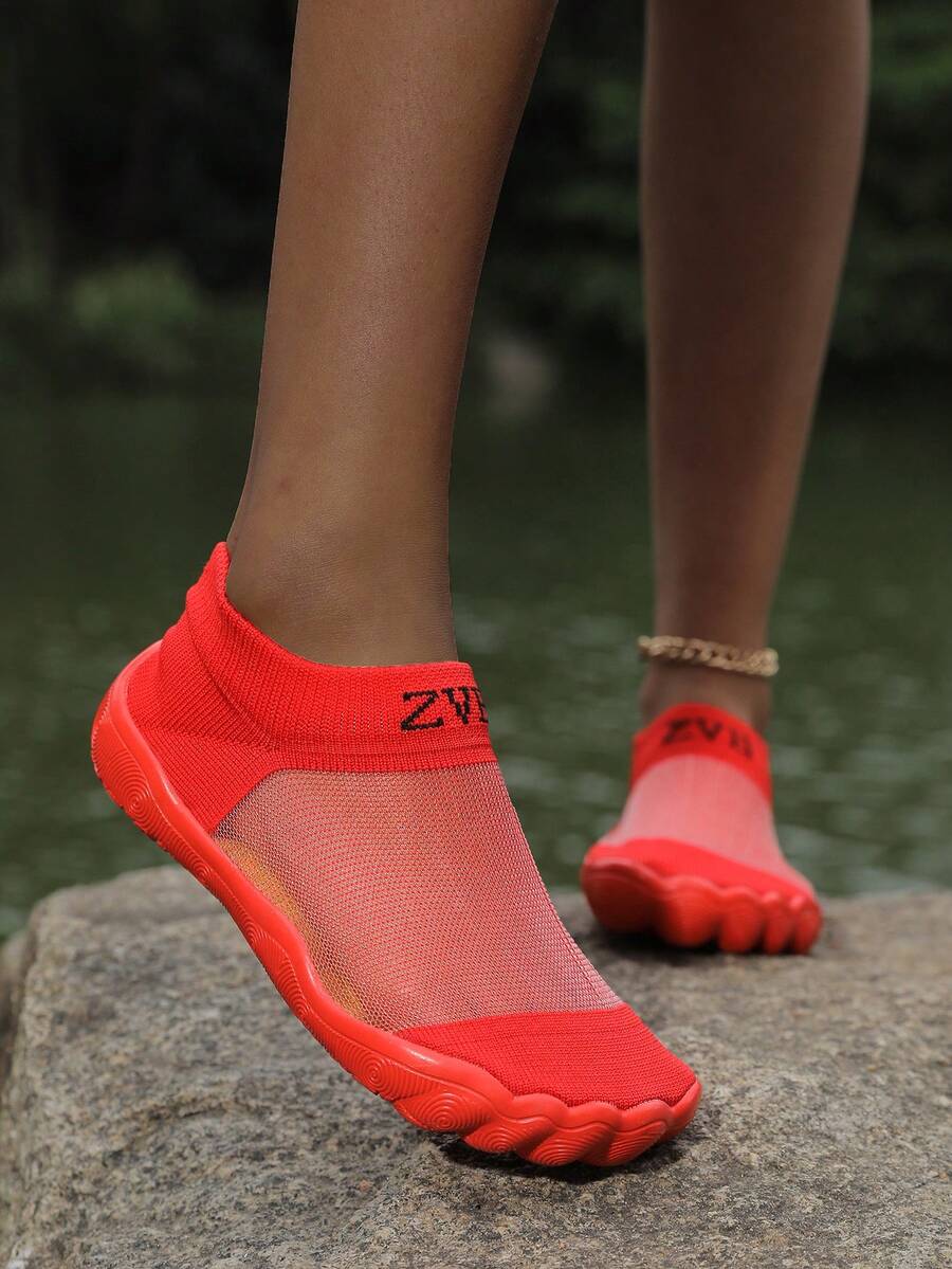 ZVB Couples' Water Shoes, Suitable For Barefoot Lovers, Swimming & Diving With Soft Sole, Women's Beach Shoes, Outdoor Quick Drying Summer Sandals, Fishing Water Shoes, Anti-Slip & Breathable - 紅色 - 查看 1