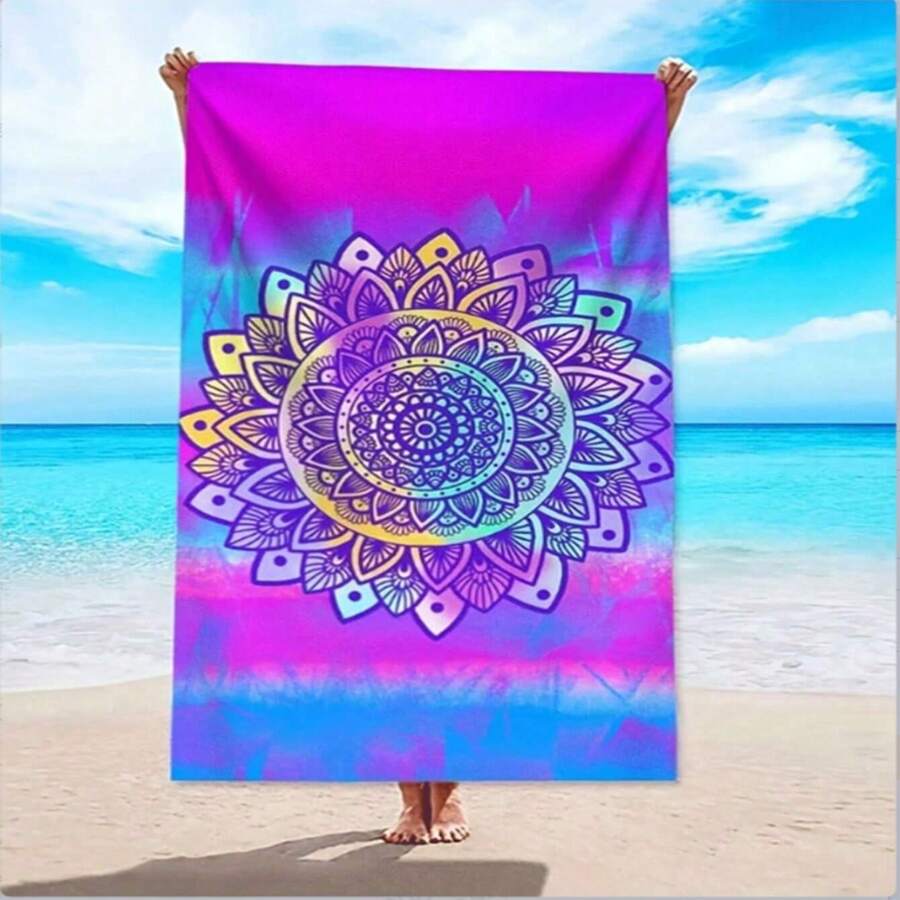 1 pezzo Asciugamano da spiaggia stampato in fibra ultrafine super assorbente, elementi essenziali da viaggio, accessori da viaggio, elementi essenziali da spiaggia