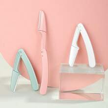 Conjunto de Lâminas Precisas para Mulheres - Esfoliante Dermaplane e Removedor de Penugem, Aparador de Sobrancelha em Aço Inoxidável, Design Dobrável Amigável para Viagens, Pacote com 10 Lâminas, Produtos e Acessórios para Cabelo, Essenciais de Viagem para Salão de Beleza