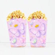 10pcs/20pcs/50pcs Purple Butterfly Pattern Party Popcorn Boxes Food & Snack Containers Potato Chips & Candy Boxes Birthday Party Decor & Family Movie Night Snack Boxes For Butterfly Birthday Party Decorations Wedding Decoration Summer Party Supplies