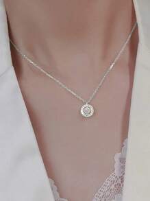 BALMORA 1 colar com pingente retrô elegante de prata esterlina S925 com opala sintética e zircônia cúbica incrustada para mulheres como presente de Dia das Mães