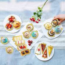 50/100pcs Mini Cardboard Cake Base, Golden Mousse Dessert Board Base, Disposable Paperboard Cupcake Boards, For Wedding Birthday Party Dessert Displays Tray Pastry Plates - Grease Proof & Moisture Resistant Assorted Sizes (Rectangle Square Triangle)