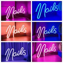 Luz de letreiro LED neon, luz de decoração para salão de beleza com base de toque, lâmpada de atmosfera para design de unhas