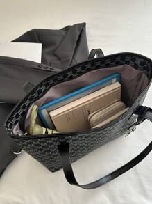 Fashionable Geometric Pattern Foldable Tote Bag With Large Capacity,Mini Wallet Included,Suitable For Girls And Women For Shopping,Commuting,And Holiday Travel, Old Money Style Women Bag School Bag