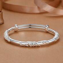 Pulseira Prateada de Mulher com Baixa Alergia em Estilo Retrô com Floral de Prata 925, Pulseira Versátil com Empurrar e Puxar, Presente para Casal e Melhores Amigos, Acessório de Uso Diário, Ornamento Decorativo Adequado para Todas as Estações, Presente Adequado para o Dia dos Namorados, Presente para Mulheres, Anti-Oxidação