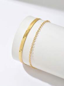 Conjunto de 2 tornozeleiras com corrente plana dourada, ideal para presentear mulheres, namoradas e mães em viagens e feriados