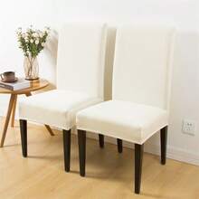 1pc Milk Silk Plain Color Series Simple INS Style Full Coverage Chair Cover, Waterproof And Anti-Stain, Suitable For Daily And Holiday Events, All Season - White - View 13