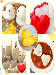 1pc/2pcs Duck Animal Rice Shaper Molds, Duck Heart Rice Molds For Sushi Making, Creative Animal Shape Sushi Molds, Duck Rice Ball Molds, Sushi DIY Set, 3D Onigiri Molds For Rice Balls, Sushi, Croquettes - Multicolor - View 10