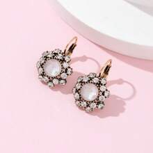 1 paire de boucles d'oreilles à clou vintage en strass français