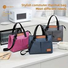 Stylish Commuter Thermal Bags - Large Capacity Insulated Lunch Bags With Adjustable Straps, Perfect For Work, Travel, And Picnics, Non-Food Contact, Available In Pink, Blue, And Gray, Lunch Bag | Stylish Insulated Bag | Adjustable Strap Bag, Lunch Bag