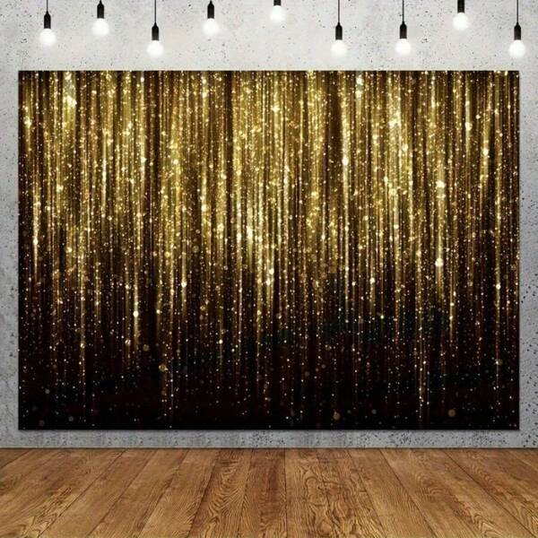 1pc Shiny Golden Polyester Photography Backdrop - Shiny Photographic Background Suitable For Birthday, Graduation, Masquerade, New Year, Holiday Party - Durable, No Power Needed - Decor And Studio Props