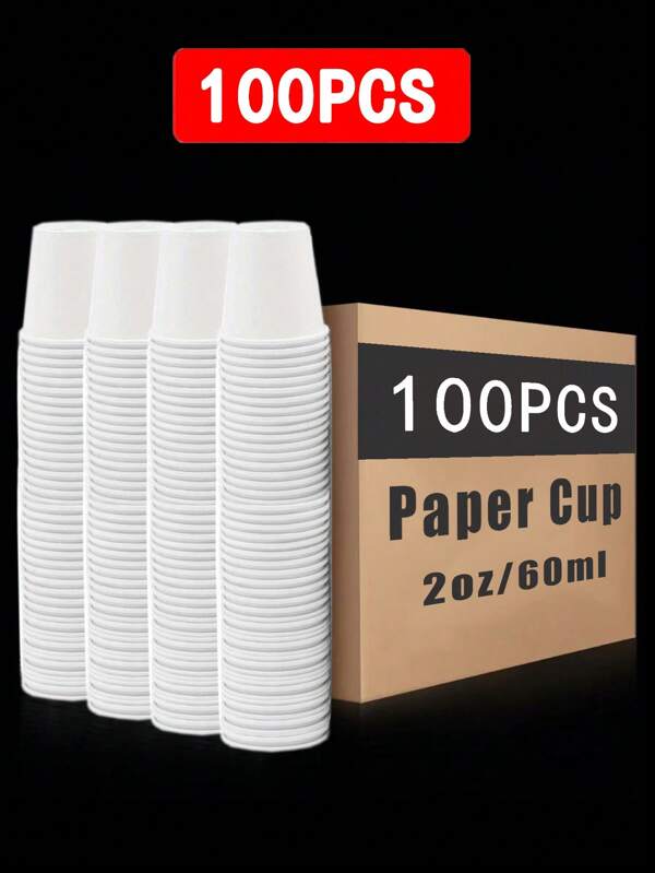 100 szt. jednorazowych kubków papierowych – 60 ml, mini kubeczki, odpowiednie do napojów gorących i zimnych (kawa, herbata, sok), z motywem Bożego Narodzenia/Halloween/Wielkanoc/ślub/walentynki, sprzęt i artykuły gastronomiczne, idealne do domu, pojemniki na przekąski na imprezę, kawa, napoje, słodycze, mini kubeczki do płukania do biura i hotelu