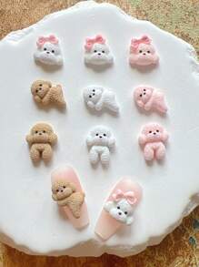 30 Pcs Cute Teddy Dog Shaped Resin Nail Art 3D Decorations