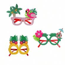 1pc Hawaiian Decorative Sunglasses, Flower & Flamingo Patterned Party Costume, Photo Prop Funny Eyeglasses