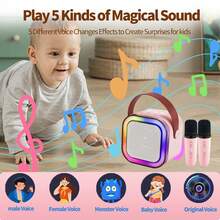 卡拉OK机，配备2个无线麦克风、高衰减音频系统和3.7V高性能电池，便携式卡拉OK机，适合成人和儿童家庭聚会 - 彩色 - 查看 7