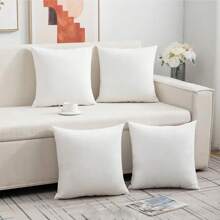 4件套柔软舒适白色毛绒枕套，18x18英寸，多种尺寸可选，拉链封口，农舍风格方形柔软枕套，适用于户外露台椅垫、酒店床装饰抱枕、家居装饰、客厅沙发、卧室、汽车等，不含枕芯 - 彩色 - 查看 7