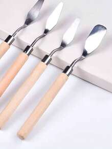 4pcs/Set Oil Painting Scraper; Oil Painting Brush, Paint Brush, Oil Painting Stick Special Scraper Pigment Knife Muscle Painting Gouache Painting Acrylic Painting With Mixing Knife