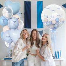 12" 5" Blue, White, Nude Heart-Shaped Latex Balloons, 20" Clear Bubble Balloons, Birthday, Anniversary, Wedding, New Year Decor, Baptism, Shower Party Supplies