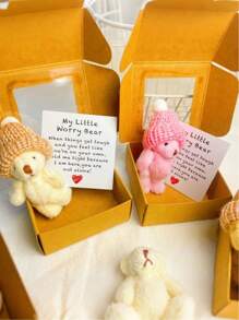 3 Stücke Mini Teddybär Geschenkbox mit Aufmunterungskarte für emotionale Unterstützung, süßes weiches Bären Geschenk für Geburtstag, Muttertag, Vatertag, Valentinstag, Familie, Freund Geschenk