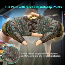 Guantes de entrenamiento para hombres, guantes de levantamiento de pesas con soporte para la muñeca, guantes de ejercicio completos, guantes transpirables de media dedos para gimnasio, levantamiento de pesas, ejercicio, entrenamiento y fitness - Marrón - Ver 2