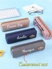 Customized Personalized Text Durable Stationery Bag Large Capacity High-Quality Gift Pencil Bag Simple Style Pencil Box Can Print Logo Back To School - Multicolor - View 1