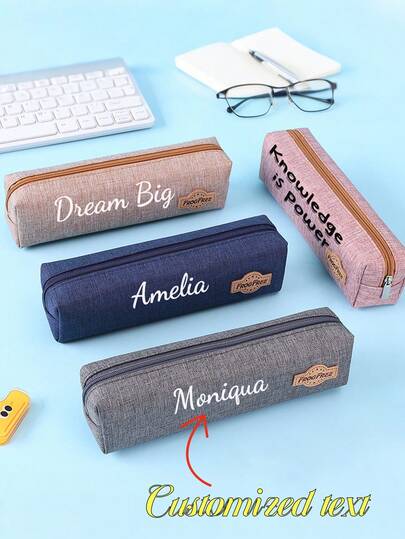 Customized Personalized Text Stationery Bag, Large Capacity High-Quality Gift Pencil Case, Minimalist Style Pencil Box, Can Print Logo, Back To School, Learning Supplies, Multi-Functional, Decorative, Reusable, Modern, Colorful, Cute, Retro, Cartoon, Kawaii, Customized, Personalized, Unique, Custom, Employee, Client, Student, Business/Work/Office, School, Office & Learning Supplies, Christmas Decor, Pencil & Marker Case