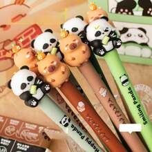4 Stücke kreative Cartoon neutrale Stifte, süße Kapibarasan Panda Kugelschreiber, schnell trocknende Schüler Druckknopfstifte