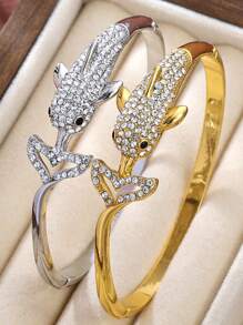 Fashionable Atmospheric Charming And Luxurious Dolphin Rhinestone Bangle Bracelet For Girl Party Gift
