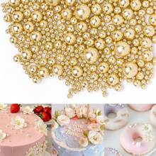 Gold Pearl Sugar Sprinkles - Edible Candy Pearls 130g/4.58 Oz, Mix Size Cake Candy, Decorate Cakes, Cookies, Ice Cream